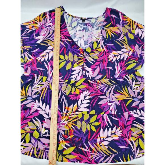 Torrid Top Plus Size 3 Rayon Palm Tree Print Purple Short Sleeve Womens 3X 3XL - Picture 5 of 7